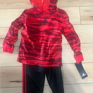 Adidas Kids Red and Black Camo Hoodie Set size 2t